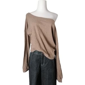 🦉 bronzer bateau neck long sleeve knit top